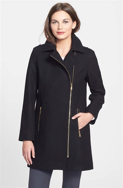 royal blue wool asymetrical zipper coat michael kors|macy's asymmetrical wool coat.